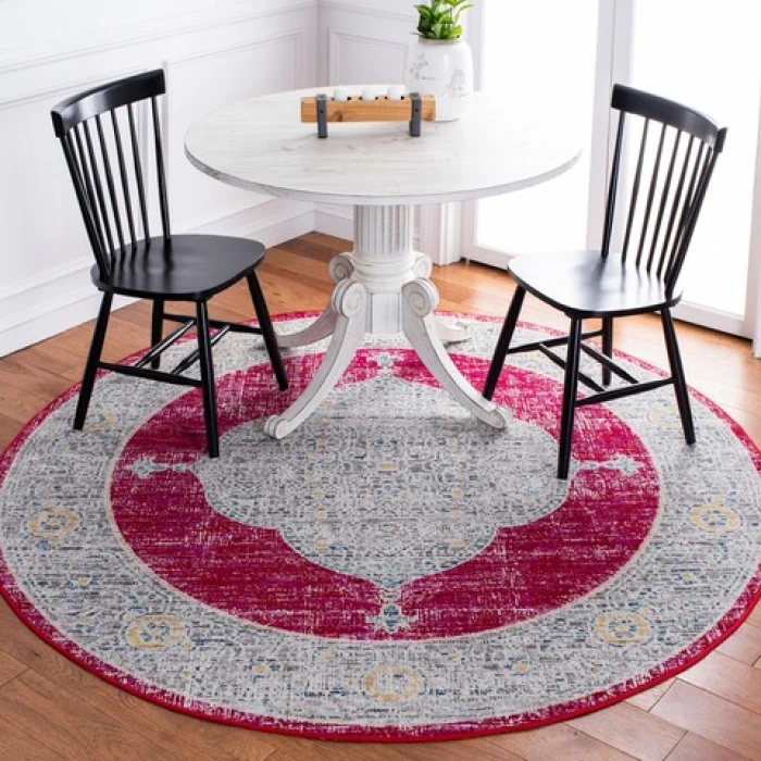 Safavieh Montage Rose / Grey MTG373 6 ft. 7 in. X 6 ft. 7 in. Round Rug