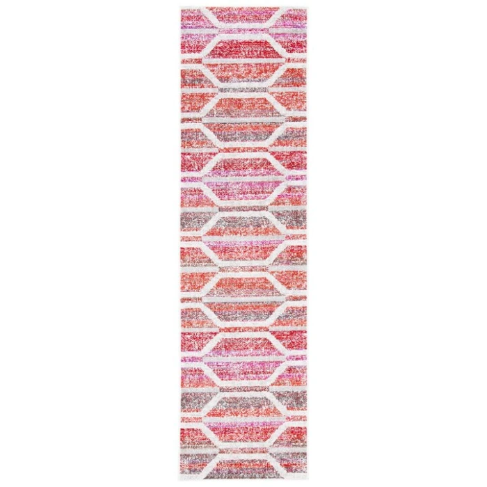 Safavieh Montage  Red / Ivory MTG481 2 ft. 3 in. X 8 ft. Runner Rug