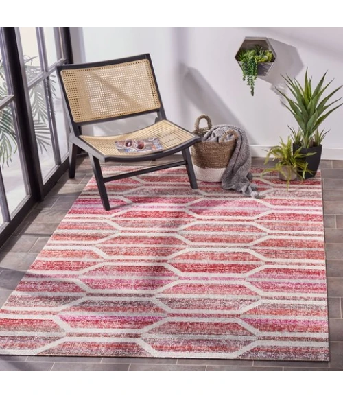 Safavieh Montage  Red / Ivory MTG481 5 ft. 1 in. X 7 ft. 6 in. Rectangle Rug