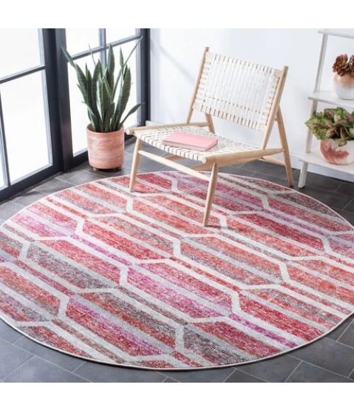 Safavieh Montage  Red / Ivory MTG481 6 ft. 7 in. X 6 ft. 7 in. Round Rug