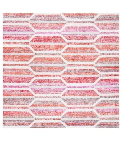 Safavieh Montage  Red / Ivory MTG481 6 ft. 7 in. X 6 ft. 7 in. Square Rug