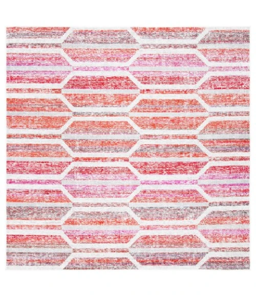 Safavieh Montage  Red / Ivory MTG481 6 ft. 7 in. X 6 ft. 7 in. Square Rug