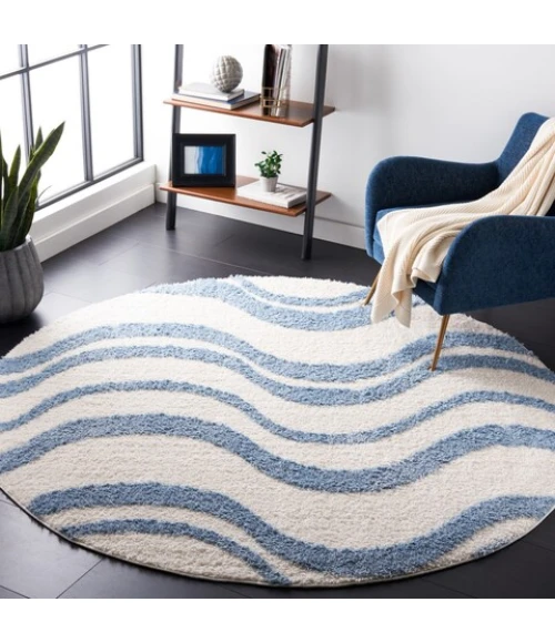 Safavieh Norway Blue / Ivory NOR210 6 ft. 7 in. X 6 ft. 7 in. Round Rug