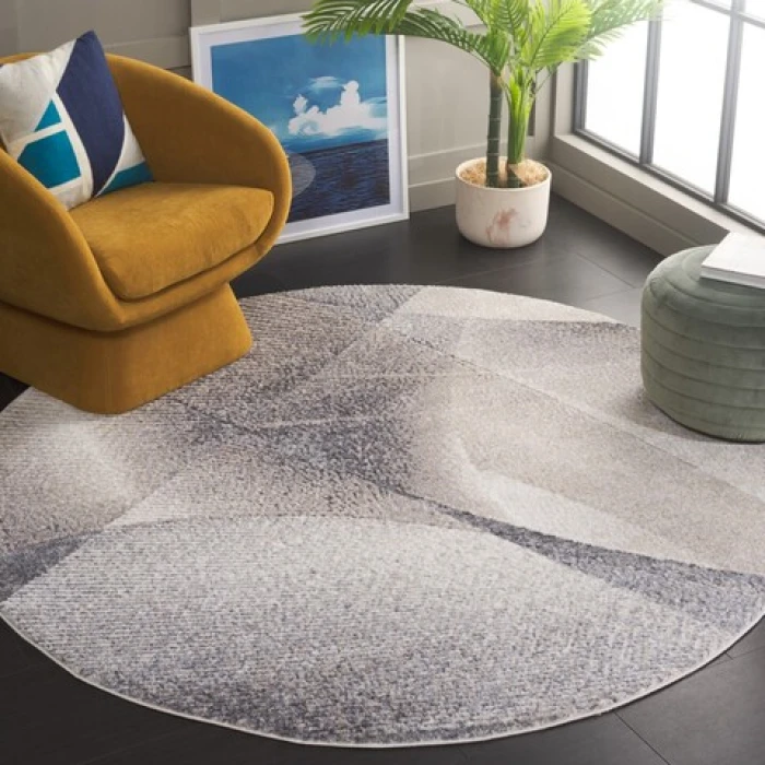 Safavieh Opal Grey / Ivory OAL412 6 ft. 7 in. X 6 ft. 7 in. Round Rug