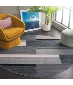 Safavieh Odyssey Dark Grey / Black Ivory ODY816 6 ft. 7 in. X 6 ft. 7 in. Round Rug