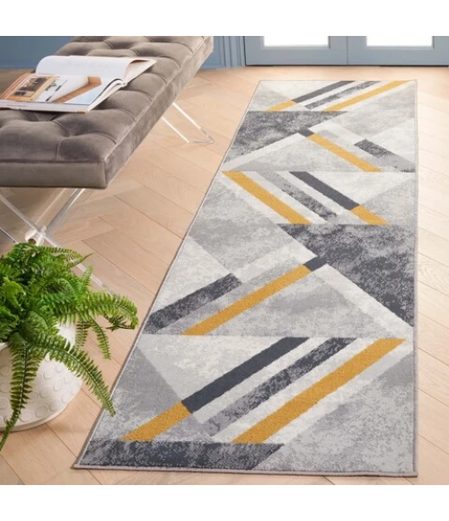 Safavieh Odyssey Grey / Gold Black ODY820 2 ft. 2 in. X 8 ft. Runner Rug