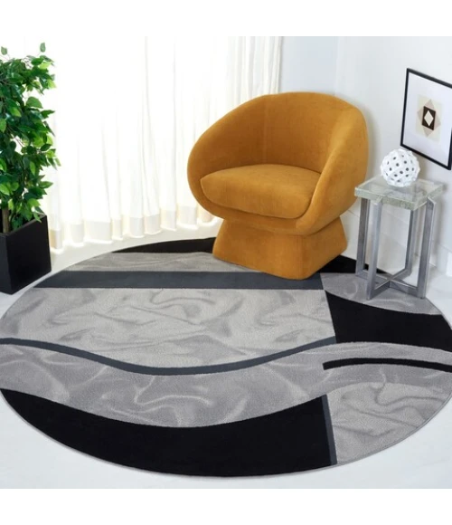 Safavieh Odyssey Ivory / Grey Black ODY826 6 ft. 7 in. X 6 ft. 7 in. Round Rug