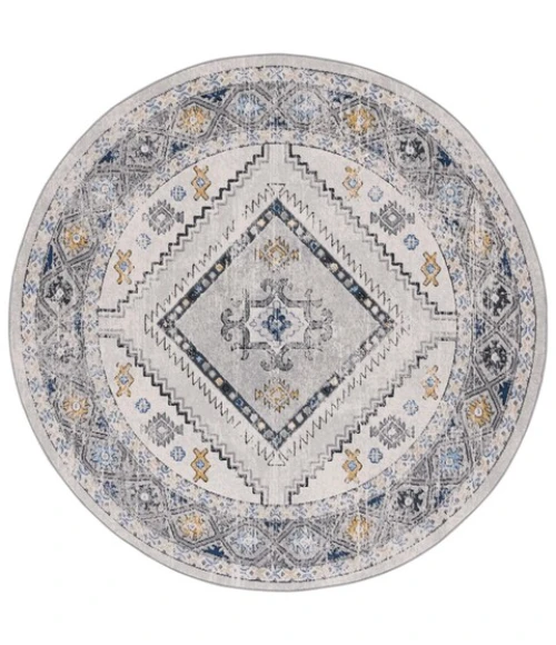 Safavieh Odyssey Grey / Blue Gold ODY858 6 ft. 7 in. X 6 ft. 7 in. Round Rug