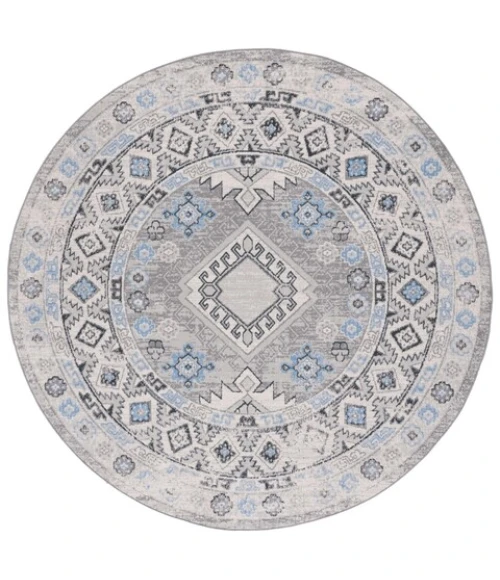 Safavieh Odyssey Grey / Light Blue ODY864 6 ft. 7 in. X 6 ft. 7 in. Round Rug