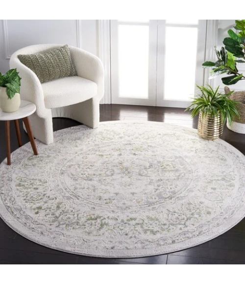 Safavieh Palma Beige / Green PAM326 8 ft. X 8 ft. Round Rug