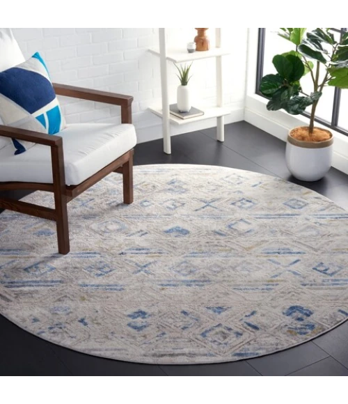 Safavieh Palma Beige / Light Blue PAM332 6 ft. 7 in. X 6 ft. 7 in. Round Rug