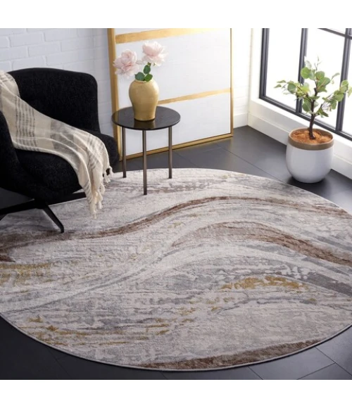 Safavieh Palma Beige / Brown PAM334 6 ft. 7 in. X 6 ft. 7 in. Round Rug