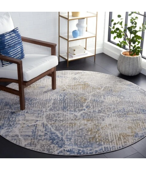 Safavieh Palma Beige / Light Blue PAM346 6 ft. 7 in. X 6 ft. 7 in. Round Rug