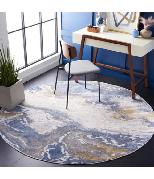 Safavieh Palma Beige / Light Blue PAM348 6 ft. 7 in. X 6 ft. 7 in. Round Rug