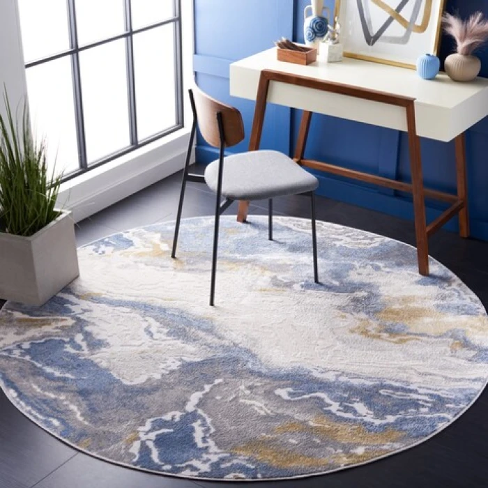 Safavieh Palma Beige / Light Blue PAM348 6 ft. 7 in. X 6 ft. 7 in. Round Rug