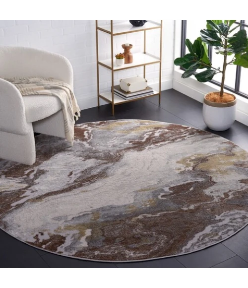 Safavieh Palma Beige / Brown PAM348 6 ft. 7 in. X 6 ft. 7 in. Round Rug