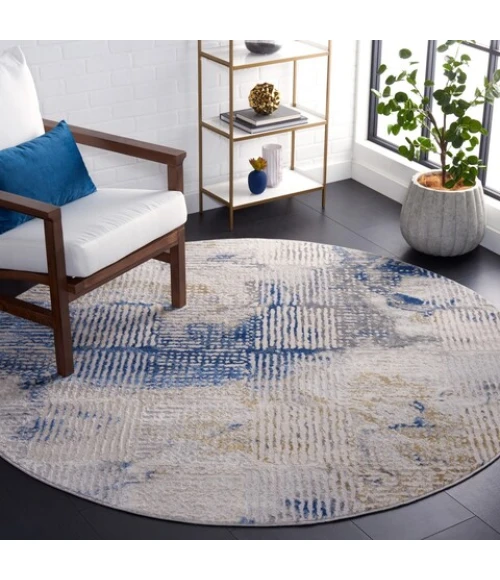 Safavieh Palma Beige / Blue PAM350 6 ft. 7 in. X 6 ft. 7 in. Round Rug