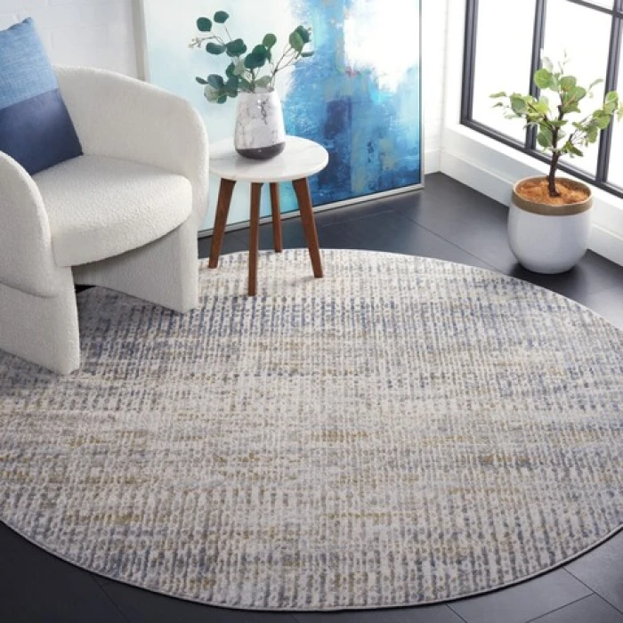 Safavieh Palma Beige / Light Blue PAM356 6 ft. 7 in. X 6 ft. 7 in. Round Rug