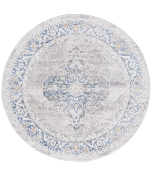 Safavieh Palma Grey / Blue PAM362 6 ft. 7 in. X 6 ft. 7 in. Round Rug