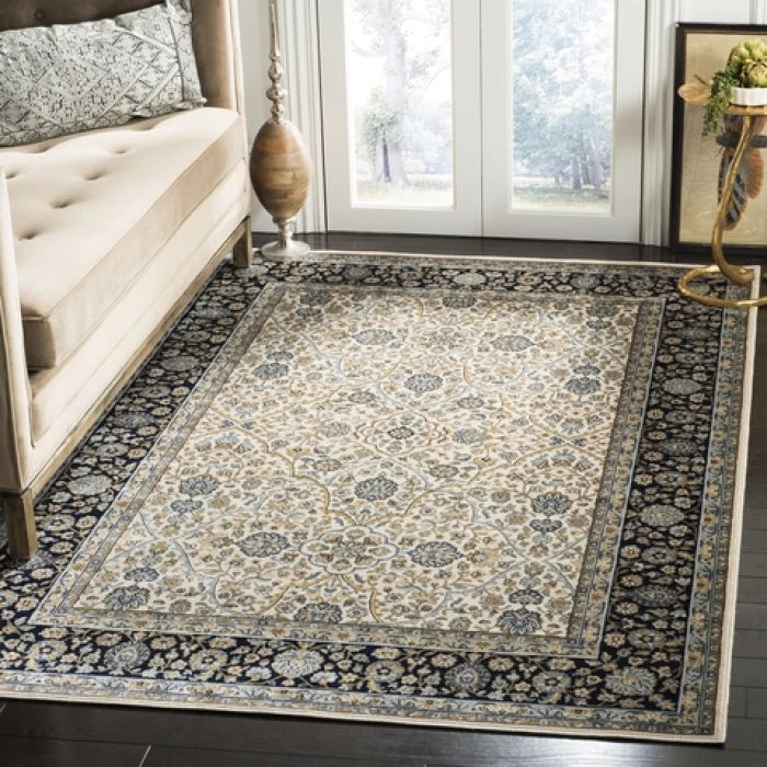 Safavieh Persian Garden Ivory / Navy PEG606 8 ft. X 10 ft. 2 in. Rectangle Rug