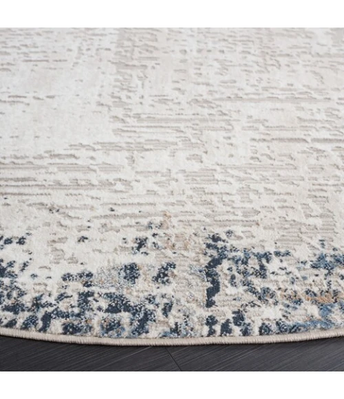 Safavieh Parker Taupe / Ivory Blue PRK101 6 ft. 7 in. X 6 ft. 7 in. Round Rug