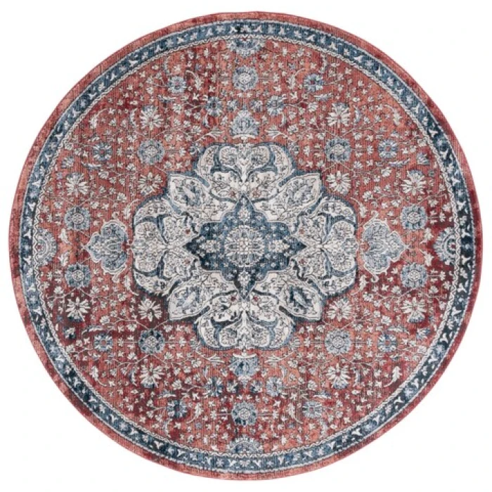 Safavieh Rosewood Ivory / Red ROW104 6 ft. 7 in. X 6 ft. 7 in. Round Rug