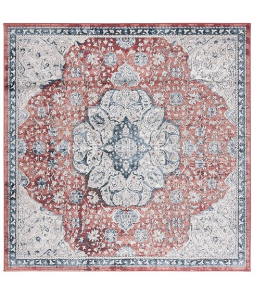 Safavieh Rosewood Ivory / Red ROW104 6 ft. 7 in. X 6 ft. 7 in. Square Rug