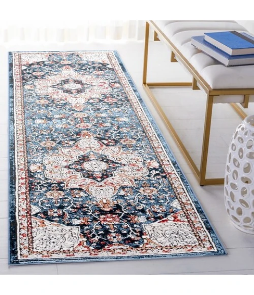 Safavieh Rosewood Ivory / Blue ROW104 2 ft. 3 in. X 8 ft. 0 in. Runner Rug
