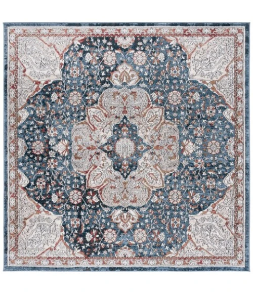 Safavieh Rosewood Ivory / Blue ROW104 6 ft. 7 in. X 6 ft. 7 in. Square Rug