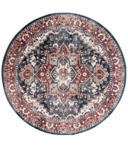 Safavieh Rosewood Ivory / Red ROW112 6 ft. 7 in. X 6 ft. 7 in. Round Rug