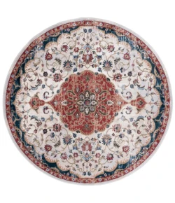 Safavieh Rosewood Ivory / Red ROW114 6 ft. 7 in. X 6 ft. 7 in. Round Rug