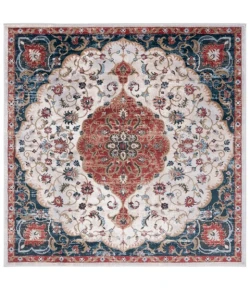 Safavieh Rosewood Ivory / Red ROW114 6 ft. 7 in. X 6 ft. 7 in. Square Rug