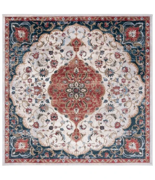 Safavieh Rosewood Ivory / Red ROW114 6 ft. 7 in. X 6 ft. 7 in. Square Rug