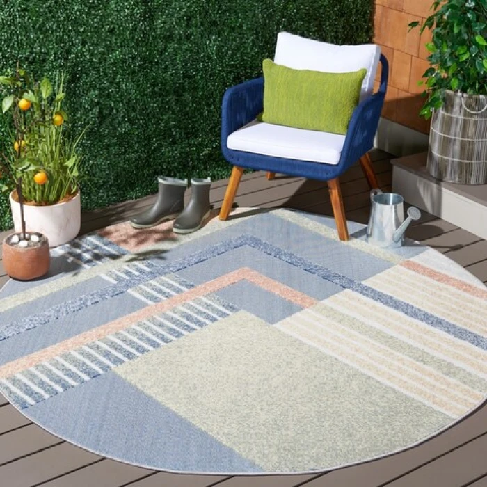 Safavieh Sarasota Blue / Light Green SAR102 6 ft. 7 in. X 6 ft. 7 in. Round Rug