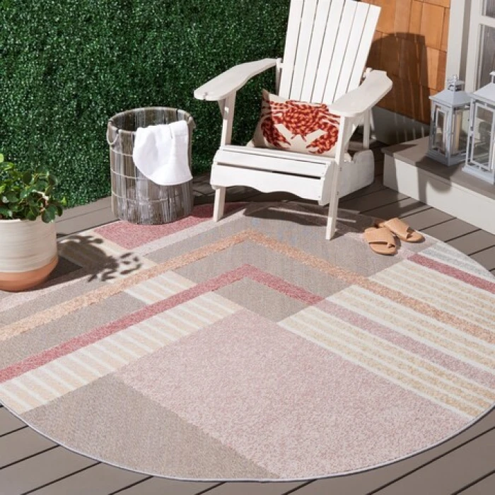Safavieh Sarasota Pink / Brown SAR102 6 ft. 7 in. X 6 ft. 7 in. Round Rug
