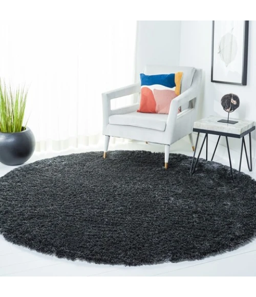 Safavieh Shag Dark Grey SG512 7 ft. X 7 ft. Round Rug
