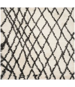 Safavieh Belize Shag SGB484 Ivory / Charcoal 6'-7" X 6'-7" Square Area Rug