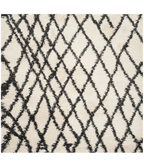 Safavieh Belize Shag SGB484 Ivory / Charcoal 6'-7" X 6'-7" Square Area Rug