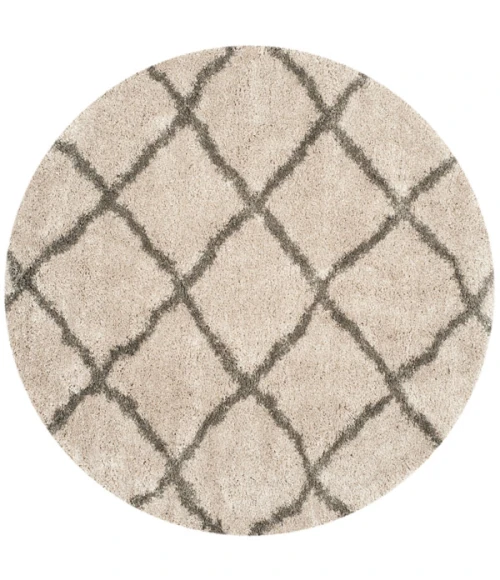 Safavieh Belize Shag SGB489 Taupe / Grey 6'-7" X 6'-7" Round Area Rug