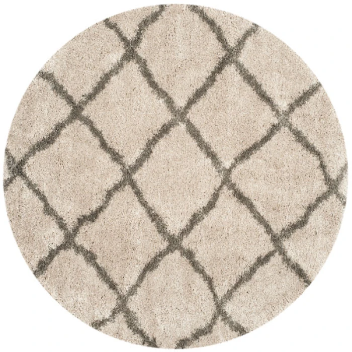 Safavieh Belize Shag SGB489 Taupe / Grey 6'-7" X 6'-7" Round Area Rug