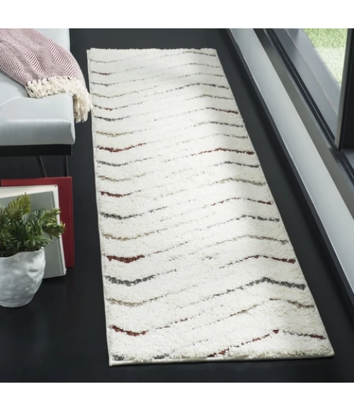 Safavieh Santorini Shag Cream / Multi SGG166 2 ft. X 8 ft. Runner Rug
