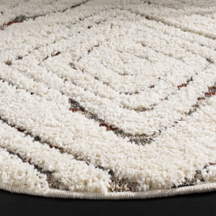 Safavieh Santorini Shag Cream / Multi SGG173 6 ft. 7 in. X 6 ft. 7 in. Round Rug