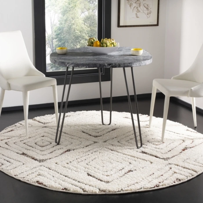Safavieh Santorini Shag Cream / Multi SGG173 6 ft. 7 in. X 6 ft. 7 in. Round Rug