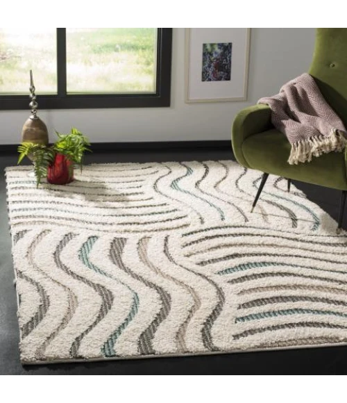 Safavieh Santorini Shag Cream / Multi SGG178 9 ft. X 12 ft. Rectangle Rug
