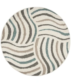 Safavieh Santorini Shag Cream / Multi SGG178 6 ft. 7 in. X 6 ft. 7 in. Round Rug