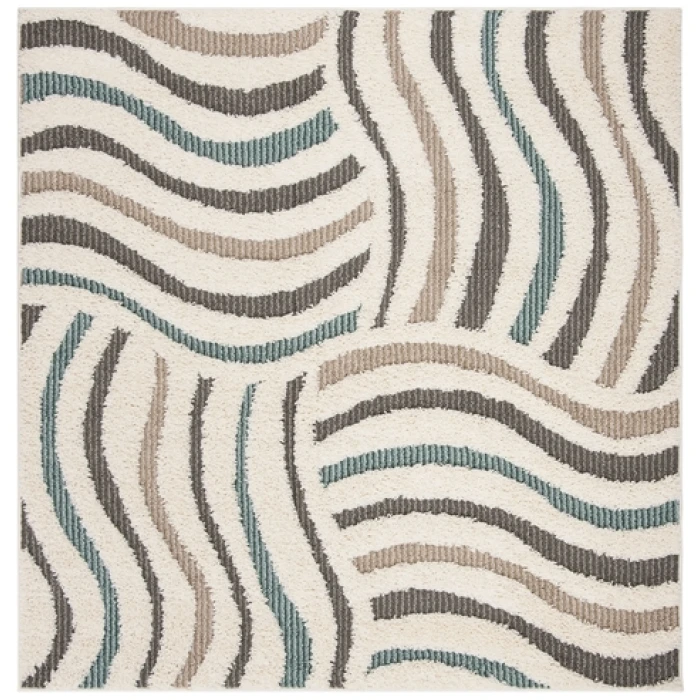 Safavieh Santorini Shag Cream / Multi SGG178 6 ft. 7 in. X 6 ft. 7 in. Square Rug