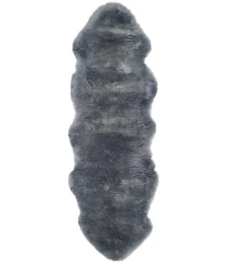 Safavieh Sheep Skin Steel Blue SHS121 2 ft. X 6 ft. Runner Rug