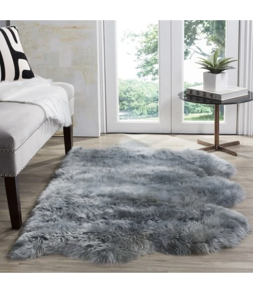 Safavieh Sheep Skin Steel Blue SHS121 3 ft. X 5 ft. Rectangle Rug