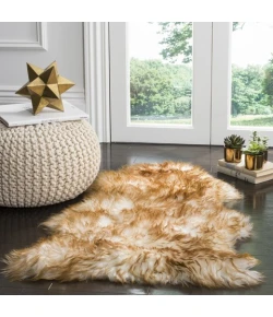 Safavieh Sheep Skin Off White / Coco Brown SHS121 2 ft. X 3 ft. Accent Rug