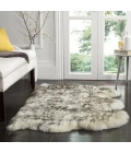 Safavieh Sheep Skin Ivory / Smoke Grey SHS121 3 ft. X 5 ft. Rectangle Rug